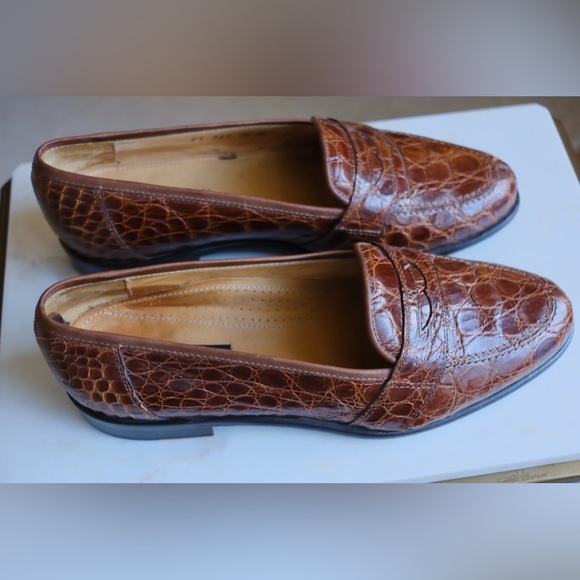 MENS Zelli Tuscany Crocodile Slip-On Cognac Men Size 10 - Picture 3 of 9